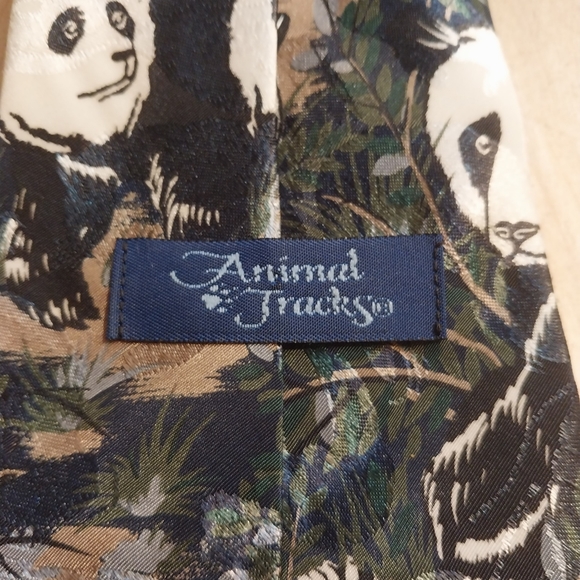 NECKTIE: Zazzle PANDA, "Animal Tracks" Color palette: BlueBOLD, Eye Catching! - Picture 3 of 4